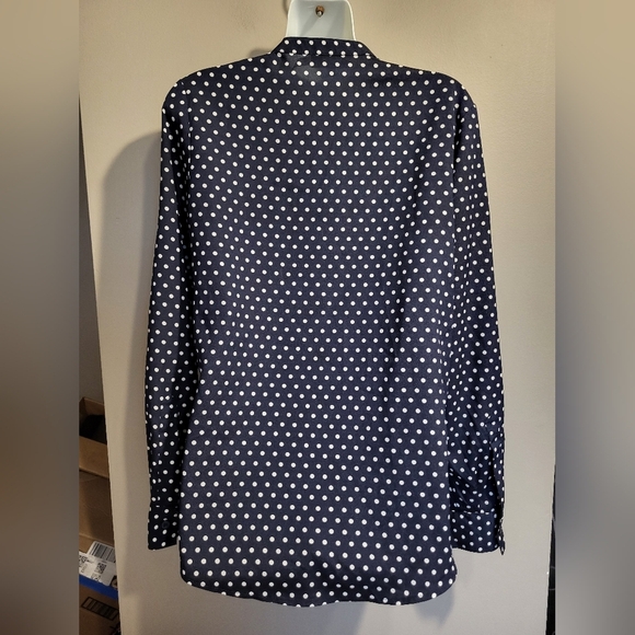 Calvin Klein Navy and White Polka Dot Blouse, Size XS - Picture 2 of 4